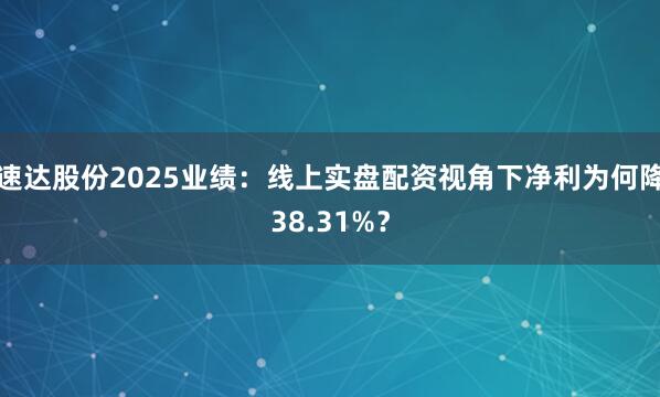 速达股份2025业绩：线上实盘配资视角下净利为何降38.31%？