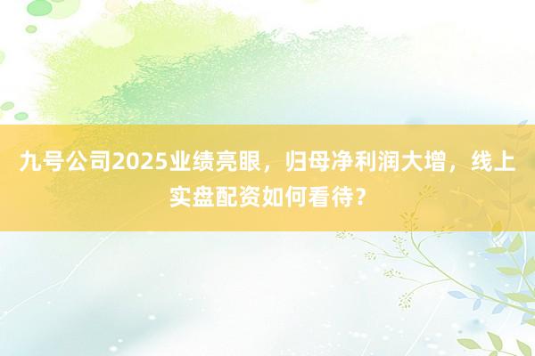 九号公司2025业绩亮眼，归母净利润大增，线上实盘配资如何看待？