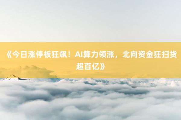 《今日涨停板狂飙！AI算力领涨，北向资金狂扫货超百亿》