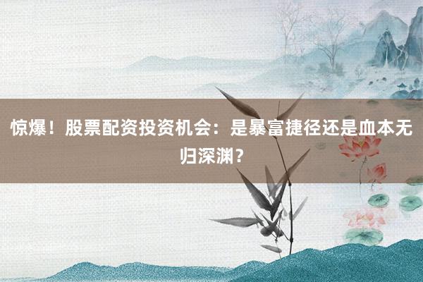 惊爆！股票配资投资机会：是暴富捷径还是血本无归深渊？