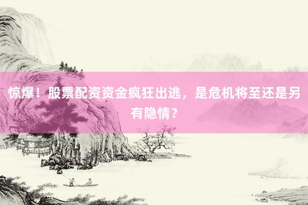 惊爆！股票配资资金疯狂出逃，是危机将至还是另有隐情？