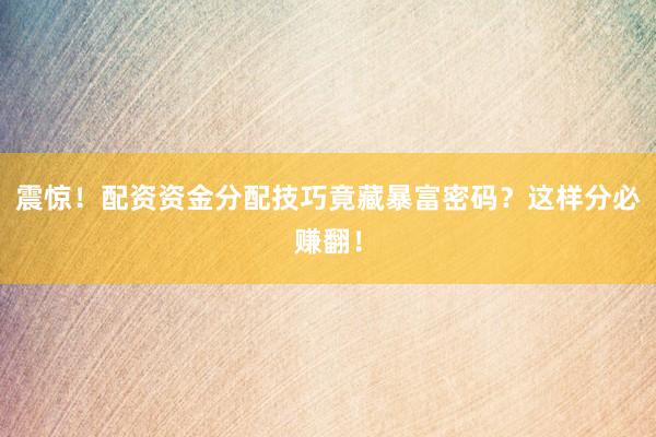 震惊！配资资金分配技巧竟藏暴富密码？这样分必赚翻！