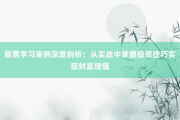 股票学习案例深度剖析：从实战中掌握投资技巧实现财富增值