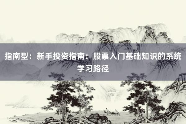 指南型：新手投资指南：股票入门基础知识的系统学习路径