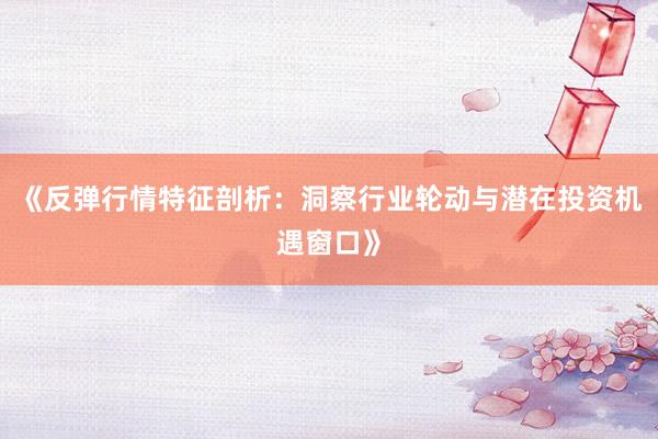 《反弹行情特征剖析：洞察行业轮动与潜在投资机遇窗口》
