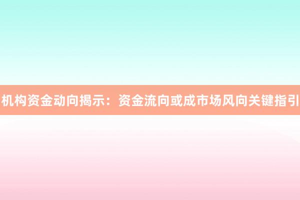 机构资金动向揭示：资金流向或成市场风向关键指引